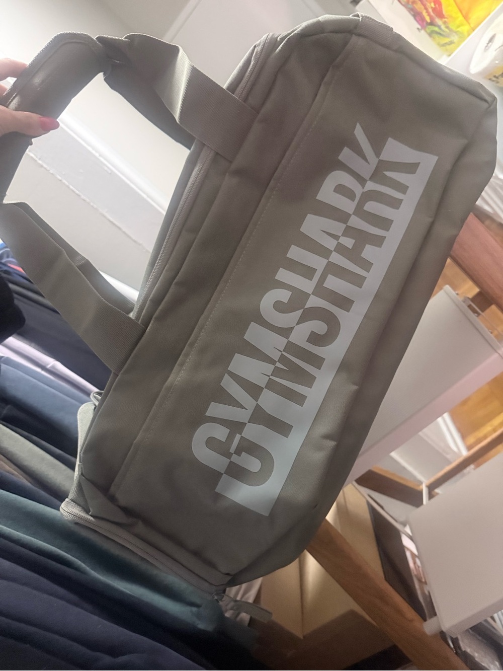 Gymshark Olive Green Duffel Bag with White Logo